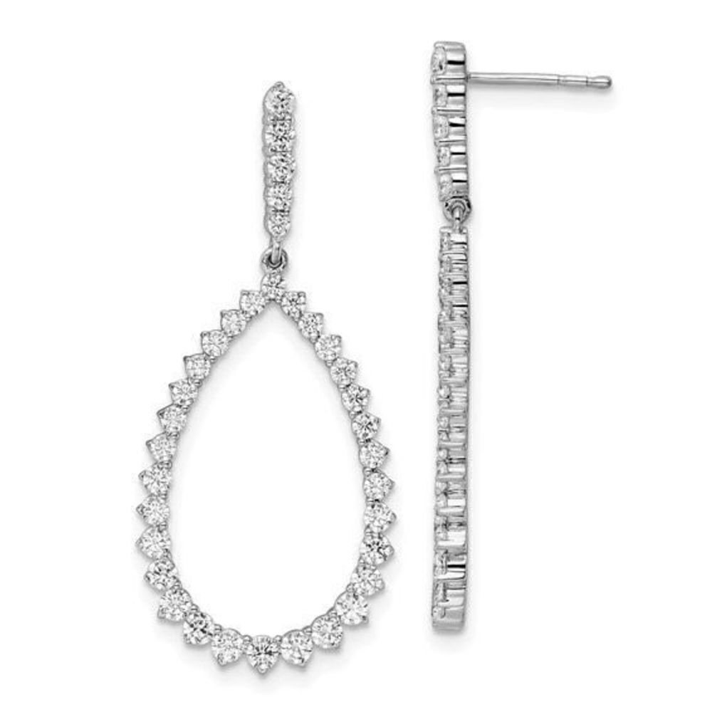 14K White Gold LAB GROWN DIAMOND Post Dangle Earrings.